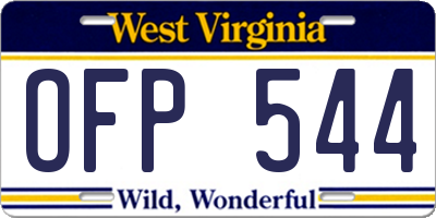 WV license plate OFP544
