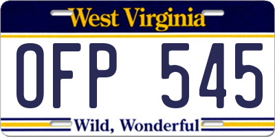WV license plate OFP545