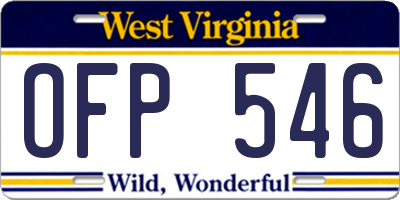 WV license plate OFP546