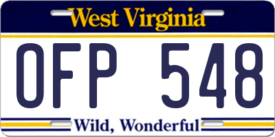 WV license plate OFP548
