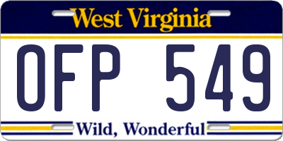 WV license plate OFP549