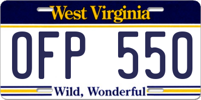 WV license plate OFP550
