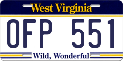 WV license plate OFP551