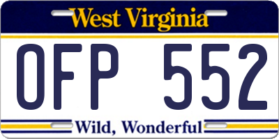WV license plate OFP552
