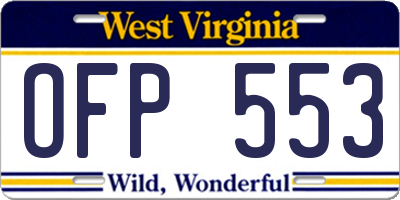WV license plate OFP553