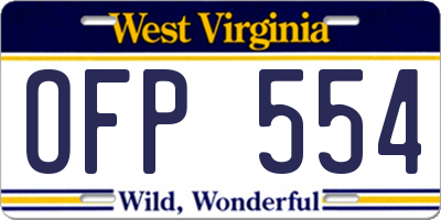 WV license plate OFP554