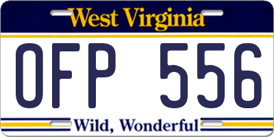 WV license plate OFP556