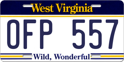 WV license plate OFP557