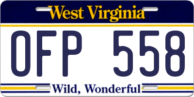 WV license plate OFP558