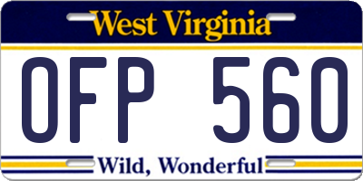 WV license plate OFP560