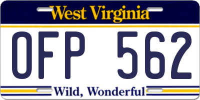 WV license plate OFP562