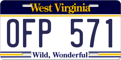 WV license plate OFP571