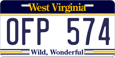 WV license plate OFP574