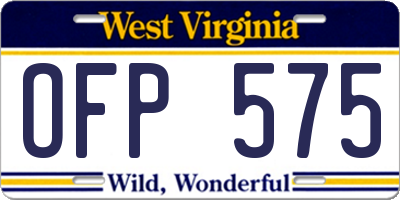 WV license plate OFP575