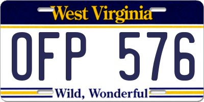 WV license plate OFP576