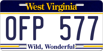 WV license plate OFP577