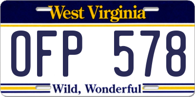 WV license plate OFP578
