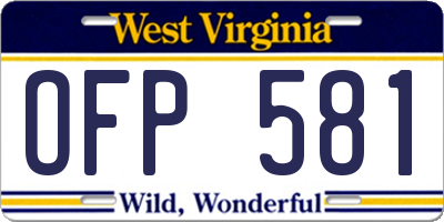 WV license plate OFP581