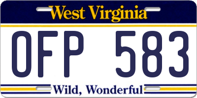 WV license plate OFP583