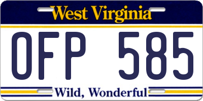 WV license plate OFP585