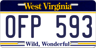 WV license plate OFP593