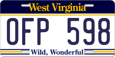 WV license plate OFP598