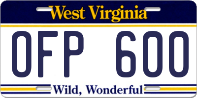 WV license plate OFP600