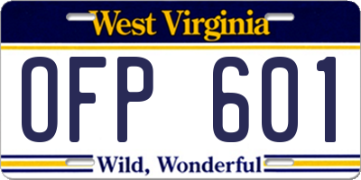WV license plate OFP601