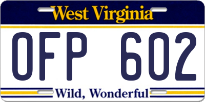 WV license plate OFP602