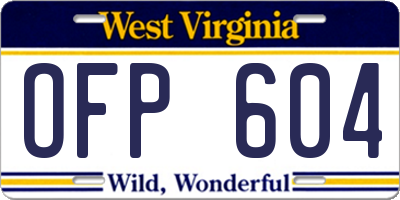 WV license plate OFP604