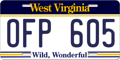 WV license plate OFP605