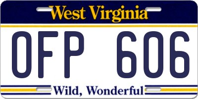 WV license plate OFP606