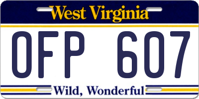 WV license plate OFP607