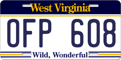 WV license plate OFP608