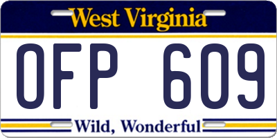 WV license plate OFP609
