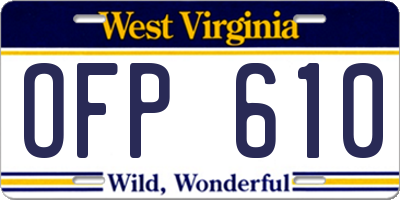 WV license plate OFP610