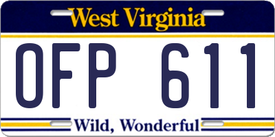 WV license plate OFP611