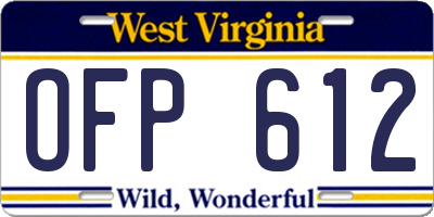 WV license plate OFP612