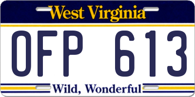 WV license plate OFP613