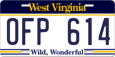 WV license plate OFP614