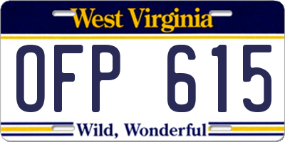 WV license plate OFP615