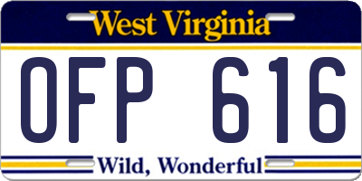 WV license plate OFP616