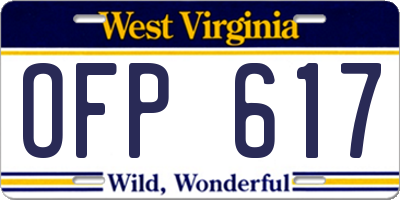 WV license plate OFP617