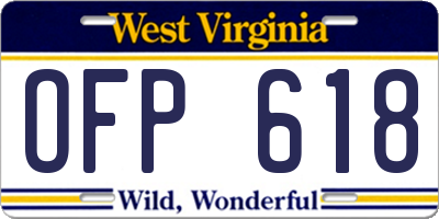 WV license plate OFP618