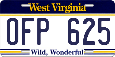 WV license plate OFP625