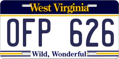 WV license plate OFP626