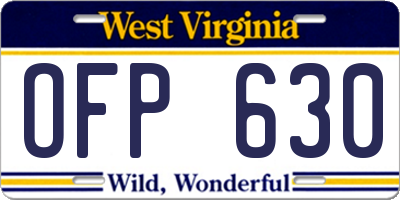 WV license plate OFP630