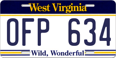 WV license plate OFP634