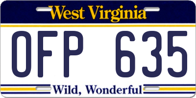 WV license plate OFP635
