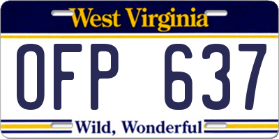 WV license plate OFP637